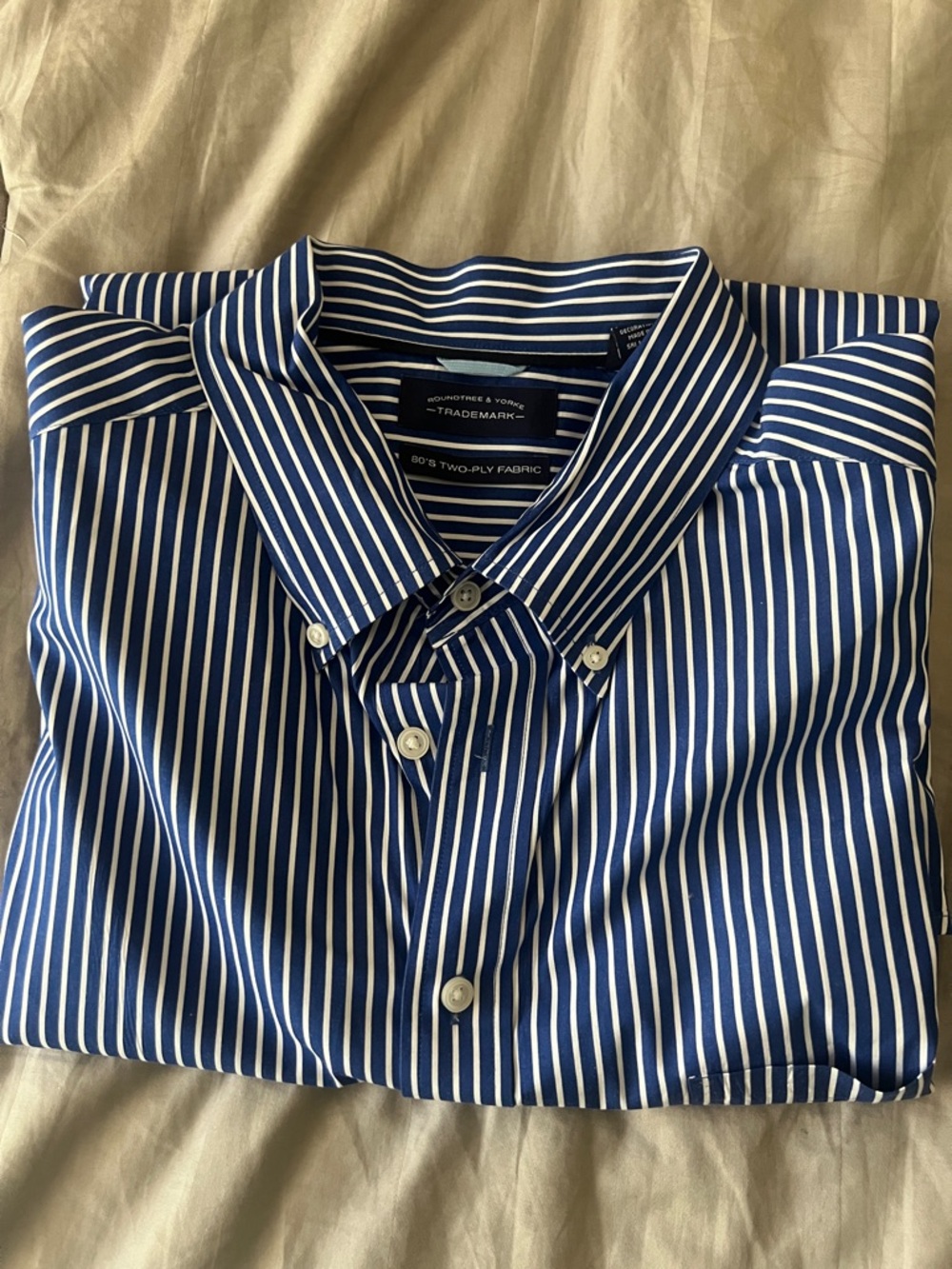 Traveler & Young Navy Stripe Button-Down Dress Shirt